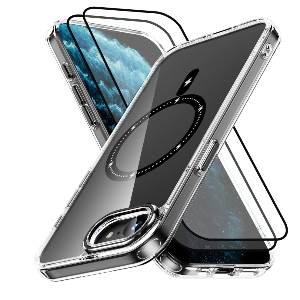 Compatible With Iphone 16E & Iphone Se4 Translucent Magnetic Case + 2 Screen Protectors Â Military-Grade, Shockproof, Slim Black 9065194487380