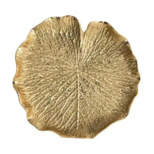Metal Jewelry Dish Gold Lotus Leaf Home Decor Organizer