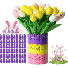 60PCS Purple Easter Peep Sponges, Bunny Vase Fillers for Spring Table Centerpiece Decor (Compatible with Easter Themes)