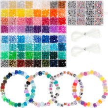 Kit di perline Pony da 1977 pezzi: 64 colori, perline Kandi da 9 mm + 375 perline con lettere, filo elastico – per braccialetti e collane fai da te