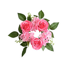 Couronne de bougies en roses de soie pour mariages et fêtes – Centre de table floral d'aspect naturel, facile d'entretien et durable