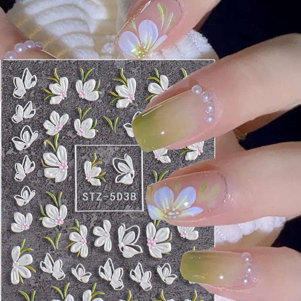 Camellia Nail Stickers 5D Salon Quality 6pcs