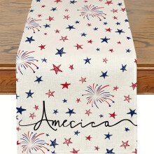 Patriotic Table Runner for 4th of July & Memorial Day – Polyester, 72" – Compatible with Independence Day Decor