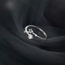 925 Sterling Silver Tiny Star Dainty Thin Pinkie Ring Adjustable A3196-Silver-5