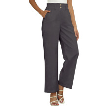 Women's High-Waisted Straight Leg Dress Pants Gray M