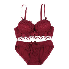 Wuffmeow Damen Unterwäsche Set aus einfarbigem, sexy Dessous-Korsett, Push-up-BH und Unterwäsche-Set mit floraler Spitze