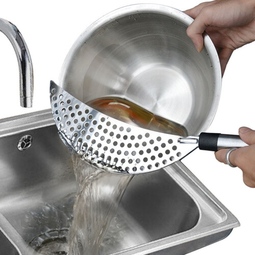 Handheld Fry Drainer Stainless Steel Silver for Kitchen Use