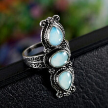 Fashion 925 Silver Plated Handmade Turquoise Ring Women Jewelry Gift Size 6-13-7-#5