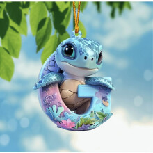 Cute Sea Turtle Alphabet Ornaments, 3" Letter-Shaped Wall Art – Personalized Nursery Decor, Baby Shower Gift, Sea Theme Room Decoration, Compatible