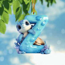 Cute Sea Turtle Alphabet Ornaments, Personalized Nursery Decor, 3" Letter Shaped Wall Art – Baby Shower Gift, Birthday Favors, Sea Theme Decor