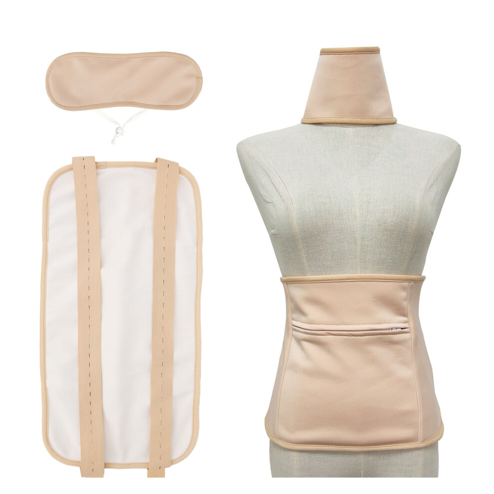 Reusable Castor Oil Pack Kit - Soft Cloth Neck & Waist Wrap, Khaki