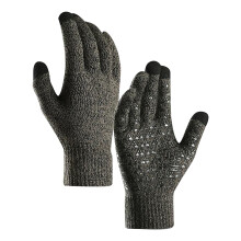 Winter Cold Proof Knitted Gloves Warm Thickened Full Finger Gloves, Warm Gloves Can Touch Screen(Gray)