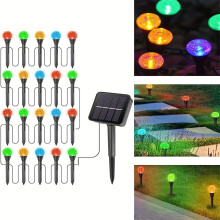 Solar Powered LED Garden Lights Outdoor Waterproof Landscape Lighting Auto On/Off Pathway Decorative Warm White RGB Color Changing Yard Patio Decor