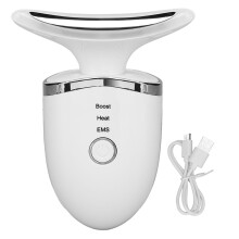 Thermische nek- en gezichtsmassager, ergonomisch ontworpen met intelligente vibratietechnologie voor huidverzorging thuis (wit)