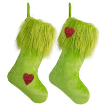2Pack 18" Green Velvet Christmas Stockings for Mantle/Wall Decor – Compatible with Holiday Themes