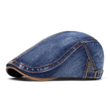 Men's Denim Duckbill Newsboy Gatsby Hat Golf Driving Beret Octagonal Ivy Cap