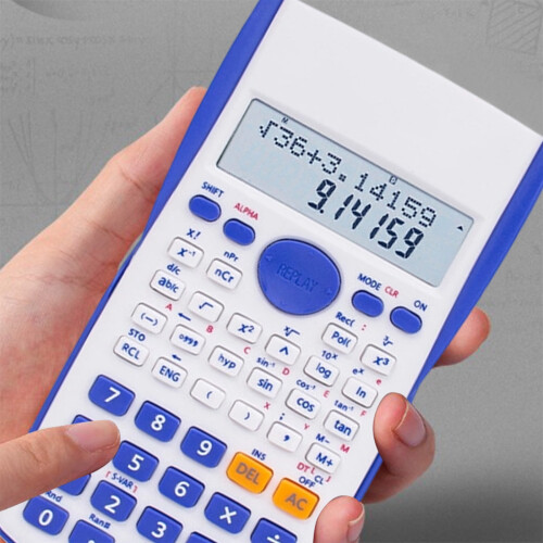 Scientific Calculator with LCD Display - Battery Powered Math, Algebra, Geometry & Trigonometry Functions - 2-Line Display, Multiple Modes