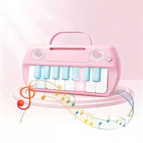 Portable Electronic Keyboard Piano for Beginners – Educational Toy with Multiple Sounds (Pink)