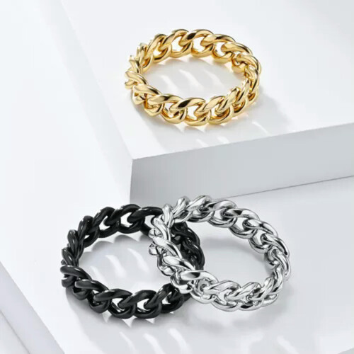 Άνδρες Γυναικεία Miami Cuban Link Δαχτυλίδι Spinner Απλό από Ανοξείδωτο Ατσάλι Punk Gfit-Style