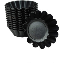 12 Pack Mini Tart Pan, Non-stick Carbon Steel Tart Molds, Pie Mould, Muffin Cupcake Pudding Maker - for Pies, Chinese Tart, Cakes (Size 2.6"x0.9")
