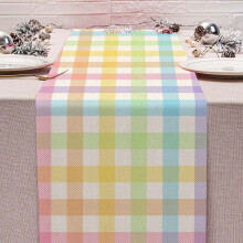 ZHMRFG Easter Linen Table Runner, 70.87" – Colorful Plaid, Multi-Size, Easy-Match Decor for Home, Restaurant, Coffee Table & Photo Background