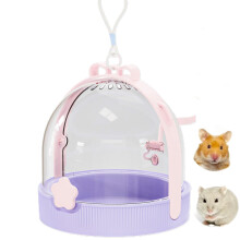 Small Animal Carrier with Plush Pad & Water Bottle – Hand or Crossbody Carry, Compatible with Dwarf Hamsters, Mice, Hamsters (Pink)