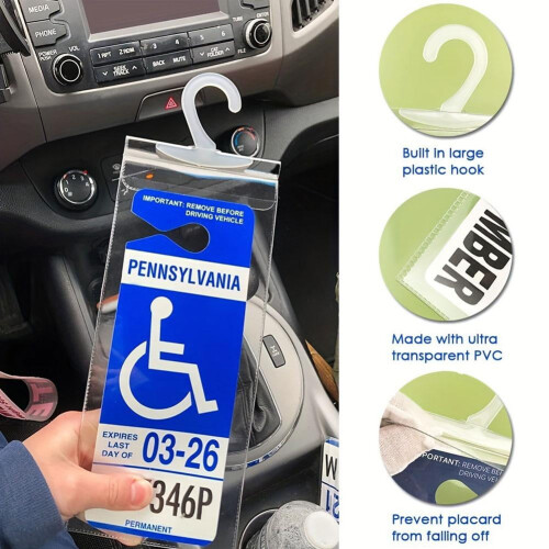 Handicap Placard Holder Disabled Parking Permit Protector Tags Sleeve M3G0 2