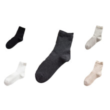5 Pairs Women's Cotton Striped Mid Calf Socks Stretch Sports Summer Stockings