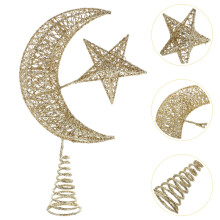 Elegant Christmas Tree Topper with Moon and Star Design, Perfect Family Holiday Ornament Decoration