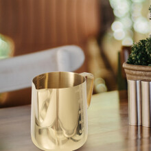 Golden Stainless Steel Latte Pitcher 12oz for Coffee and Latte Art