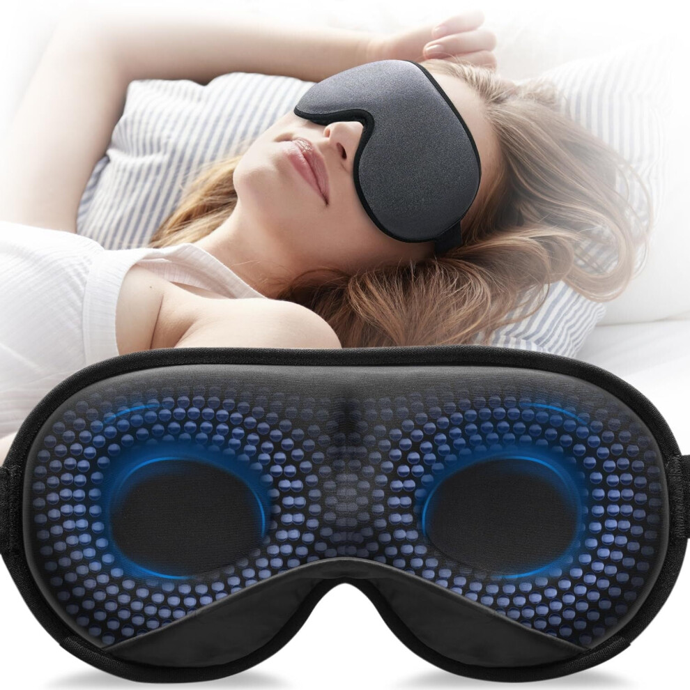 Weighted Sleep Mask for Women & Men â 3D Light-Blocking, Pressure Relief, Adjustable Strap, Travel/Nap/Yoga â Black, 4.2oz