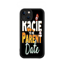 Barevný kryt na telefon KACIE TR ME PARENT pro iPhone 15 – lehký, odolný proti žloutnutí, černý s vánočním stromečkem a motivem elegance
