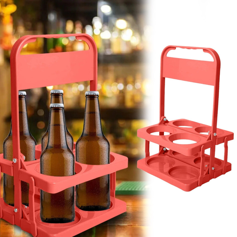 Wall-Mounted Wine Rack & Portable 4-Hole Cup Holder With Handle Â Compatible With Beer Bottles, Coffee Cups, Cans 9341593694599