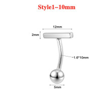 925 ezüst köldökpiercing, 14g/16g, CZ, súlyzó alakú, 1-10mm-es ékszer