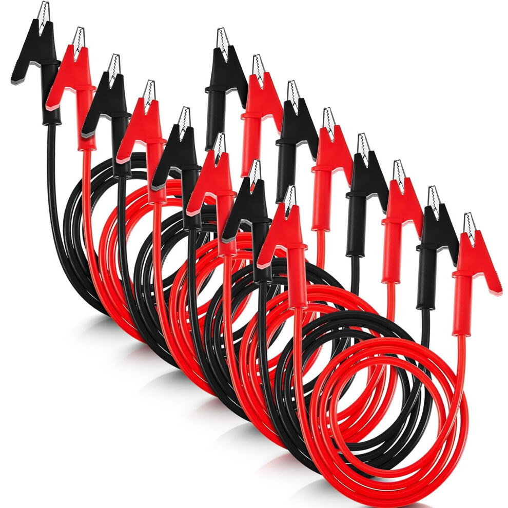 8 Pcs 14 Gauge Jumper Wires Alligator Clips To Alligator Clip Electrical Test Wires Set Silicone Flexible Cable For Electrical Testing (3.3 Ft) 9341593694315