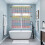 Wood Striped Kitchen Curtains and Valances Set Pink Blue 4