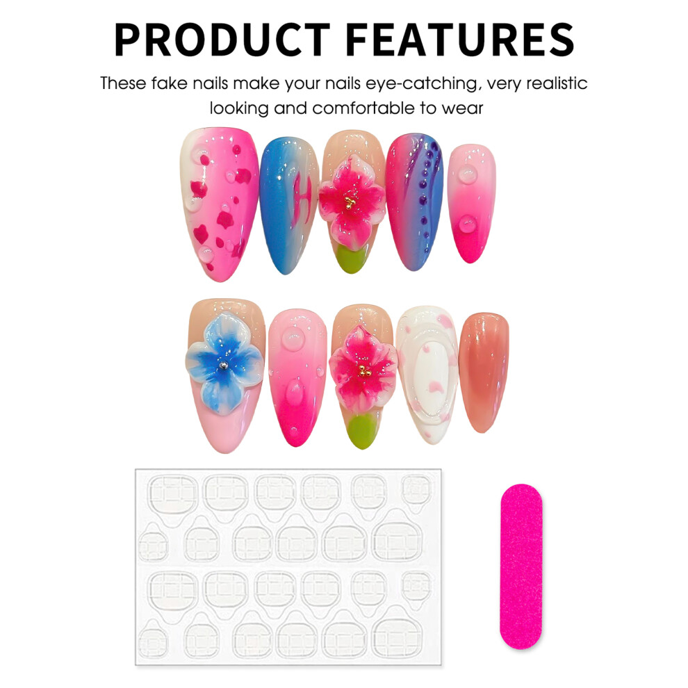 Dachuang Beauty (M) 3D Blush Pink Almond Press On Nails - 10Pcs
