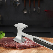 Ablandador de carne de doble cara con superficies texturizadas/lisas, aleación de aluminio, orificio para colgar: compatible con todas las cocinas.