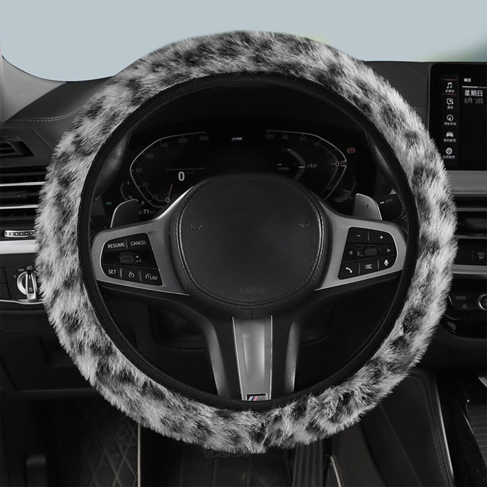 Leopard Plush Steering Wheel Cover Universal 15 Inch 9085618989825