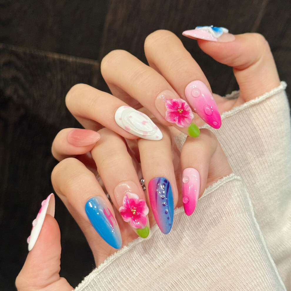 Roc-Electron (Xs) 3D Blush Pink Almond Press On Nails - 10Pcs