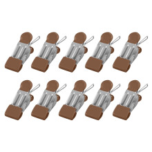 10-Pack Heavy Duty Stainless Steel Clothes Pins, Non-Slip Rubber, Multi-Purpose Clips for Laundry, Kitchen, Food, Photos, Socks & Towels