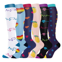 Compression Socks for Women Circulation Knee High 6 Pairs for Nurses, Running, Travel, Athletic，S/M-Style 13