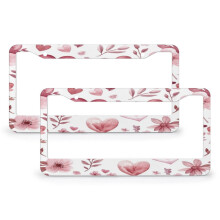 Watercolor Hearts & Flowers License Plate Cover Frame Set – 2 pcs, Compatible with Standard Front Plates