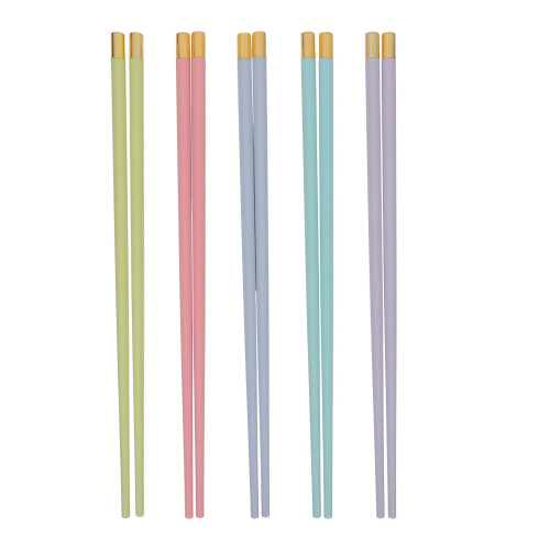 5-Pair Colorful Dining Chopsticks - Reusable Plastic Kitchen Utensils