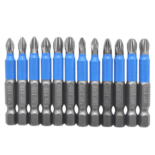 Σετ 12 μαγνητικών μύτων κατσαβιδιού - S2Alloy Steel, εξαγωνικό στέλεχος 1/4 ίντσας,