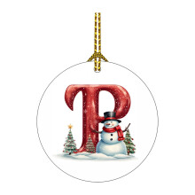 26-Letter Christmas Ornaments Red White Tree Pendant