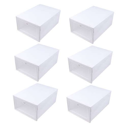 Stackable Plastic Shoe Storage Boxes, 6 Pieces Organizer for Closet and Home 1
