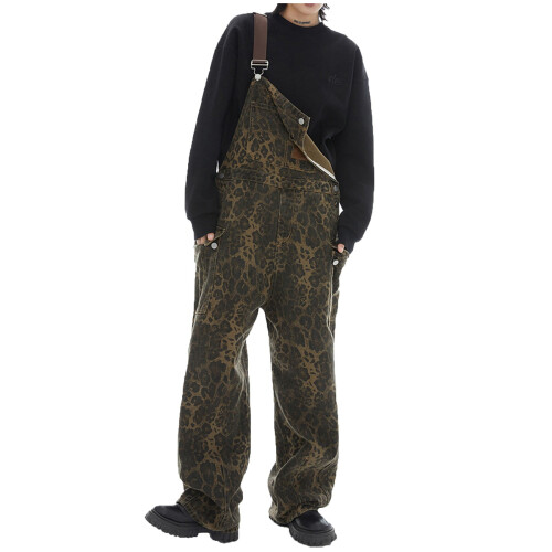 Γυναικεία Ολόσωμη Φόρμα Τζιν Resort Wear Λεοπάρ Χακί XXL 1