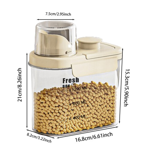 PET Bean Storage Container with Airtight Seal – 1200ml or 1