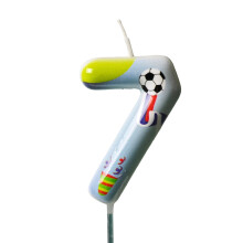 White Soccer Number 7 Birthday Candles, Glitter Cake Toppers for Kids & Adults – Compatible with Standard Cake Sizes